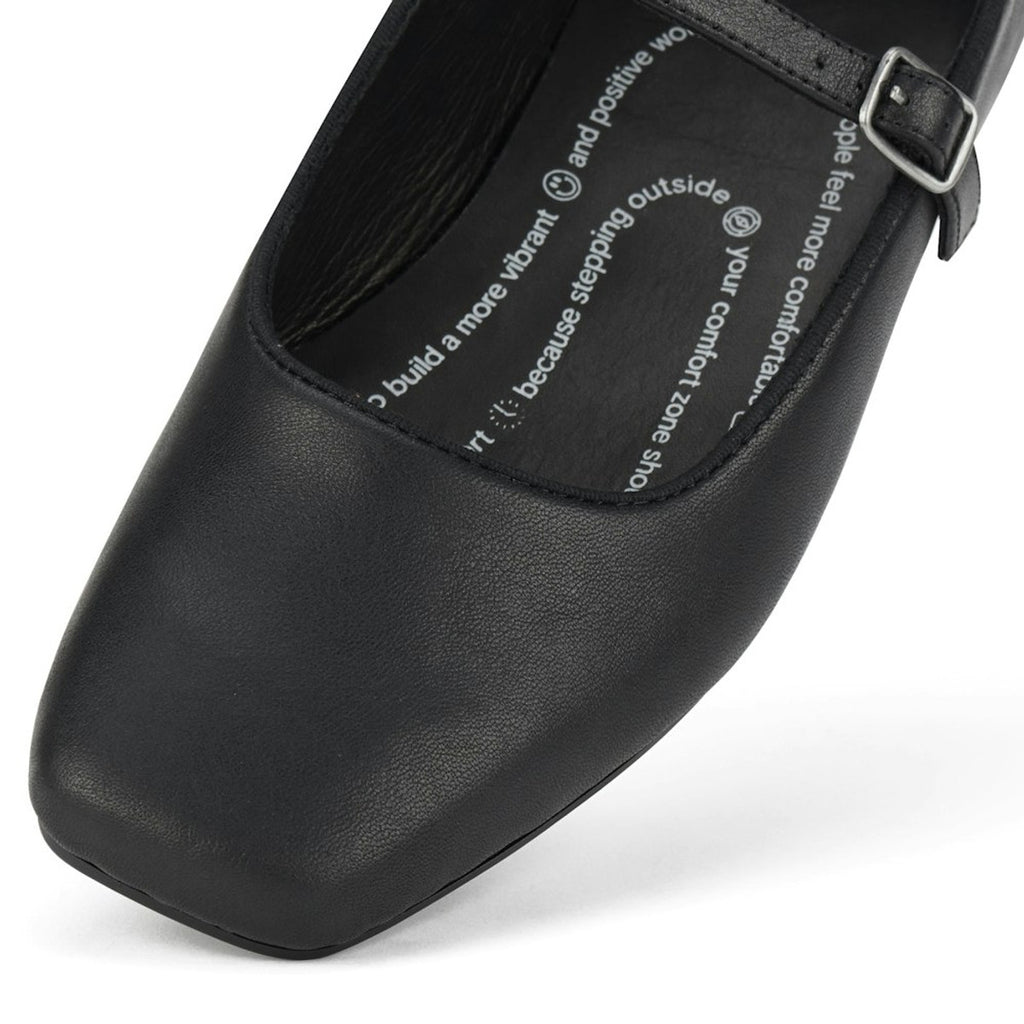 Rollie Ballet MJ Square Toe Flat - Black