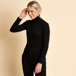Woolerina Long Sleeve Turtle Neck - Black