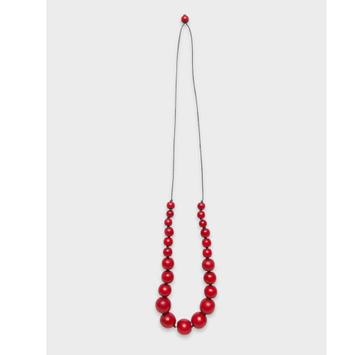 Elk Simple Bead Necklace - Red