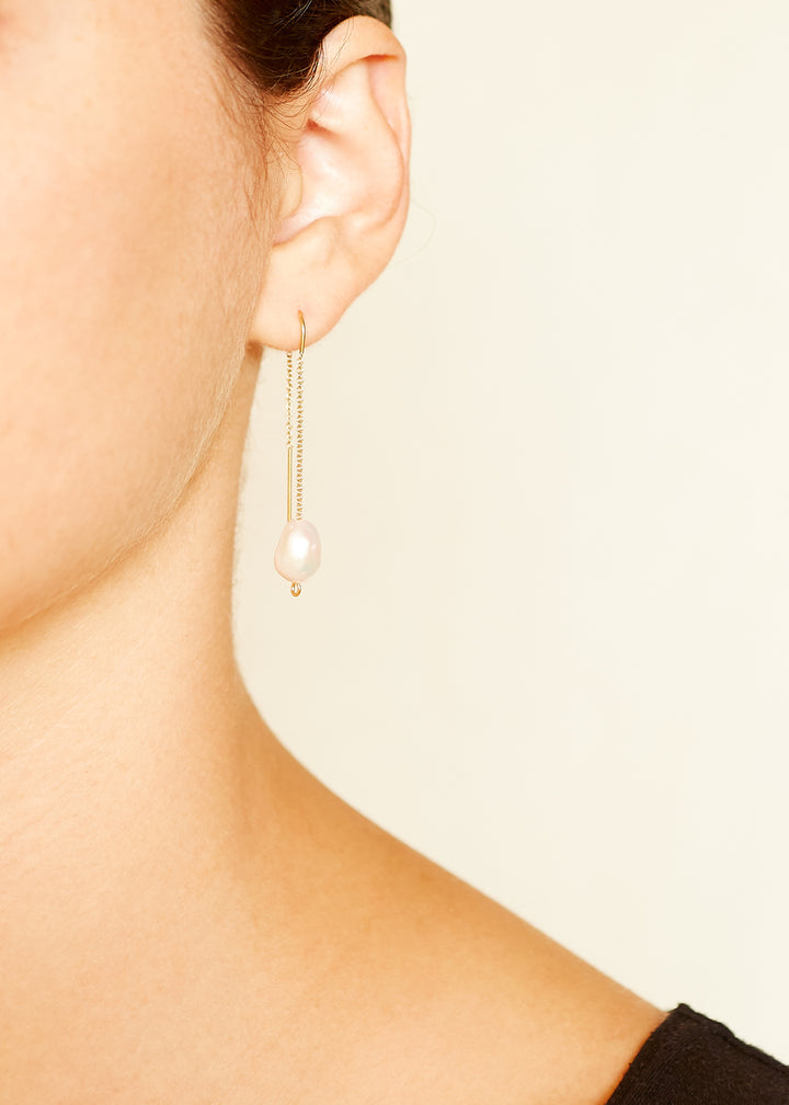 Geneine Honey Pearl Thread Earrings