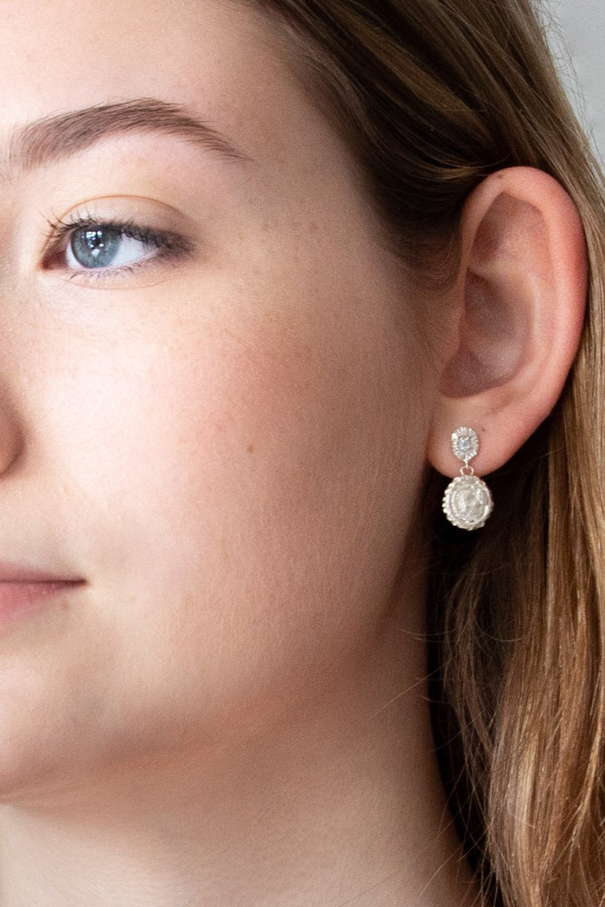 Geneine Honey Royale Portrait Earrings - Silver