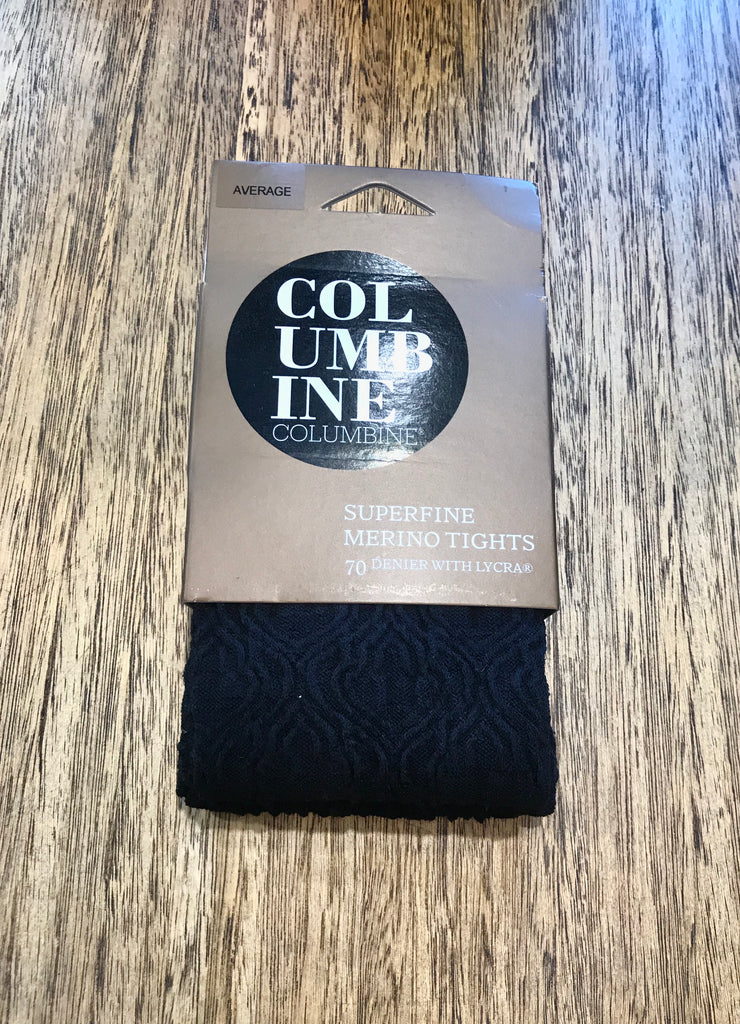 Columbine Superfine Merino Baroque Tights - Black