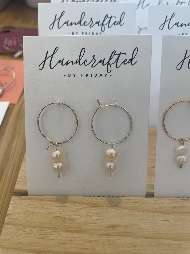 Handcrafted By Friday Double Pearl Hoops