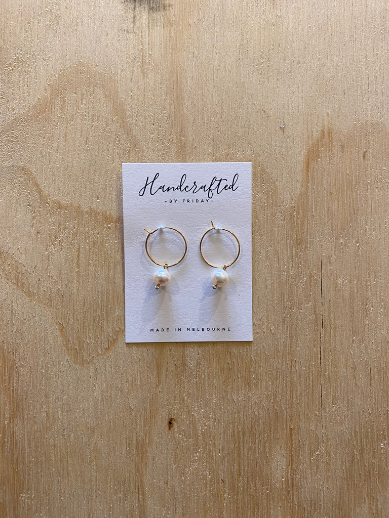 Handcrafted By Friday Pearl Hoops
