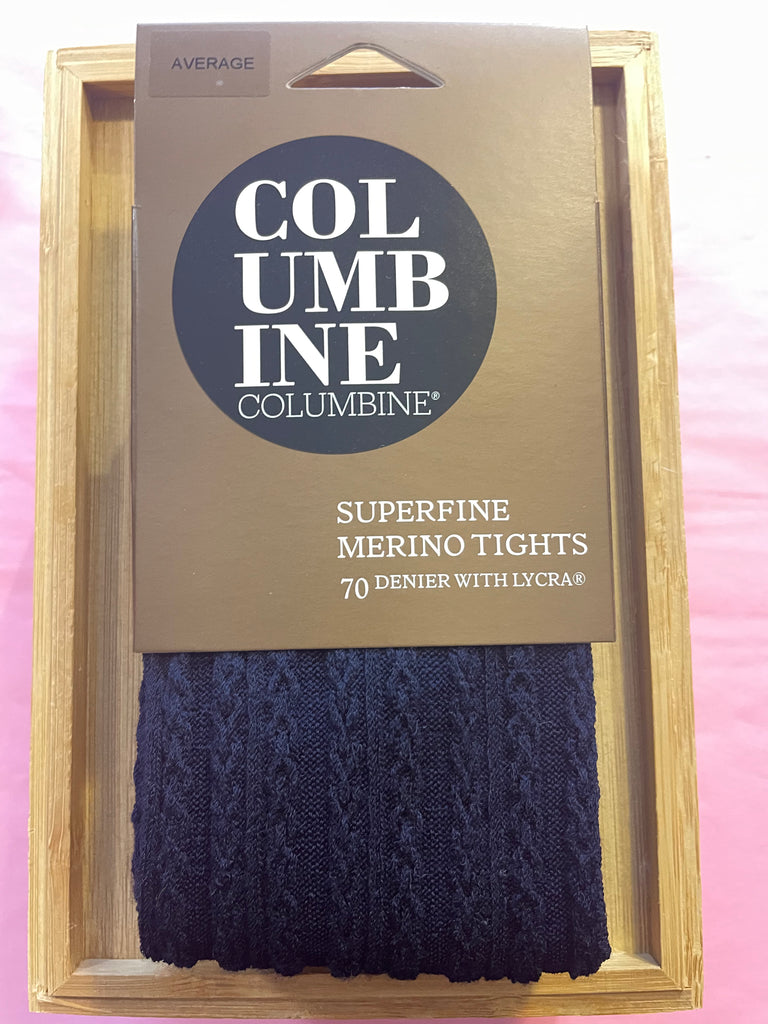 Columbine 70D Superfine Merino Double Cable Tights - Fleet