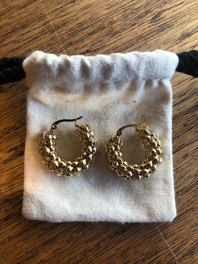 Kitsense Florence Pebble Hoops - Gold Small